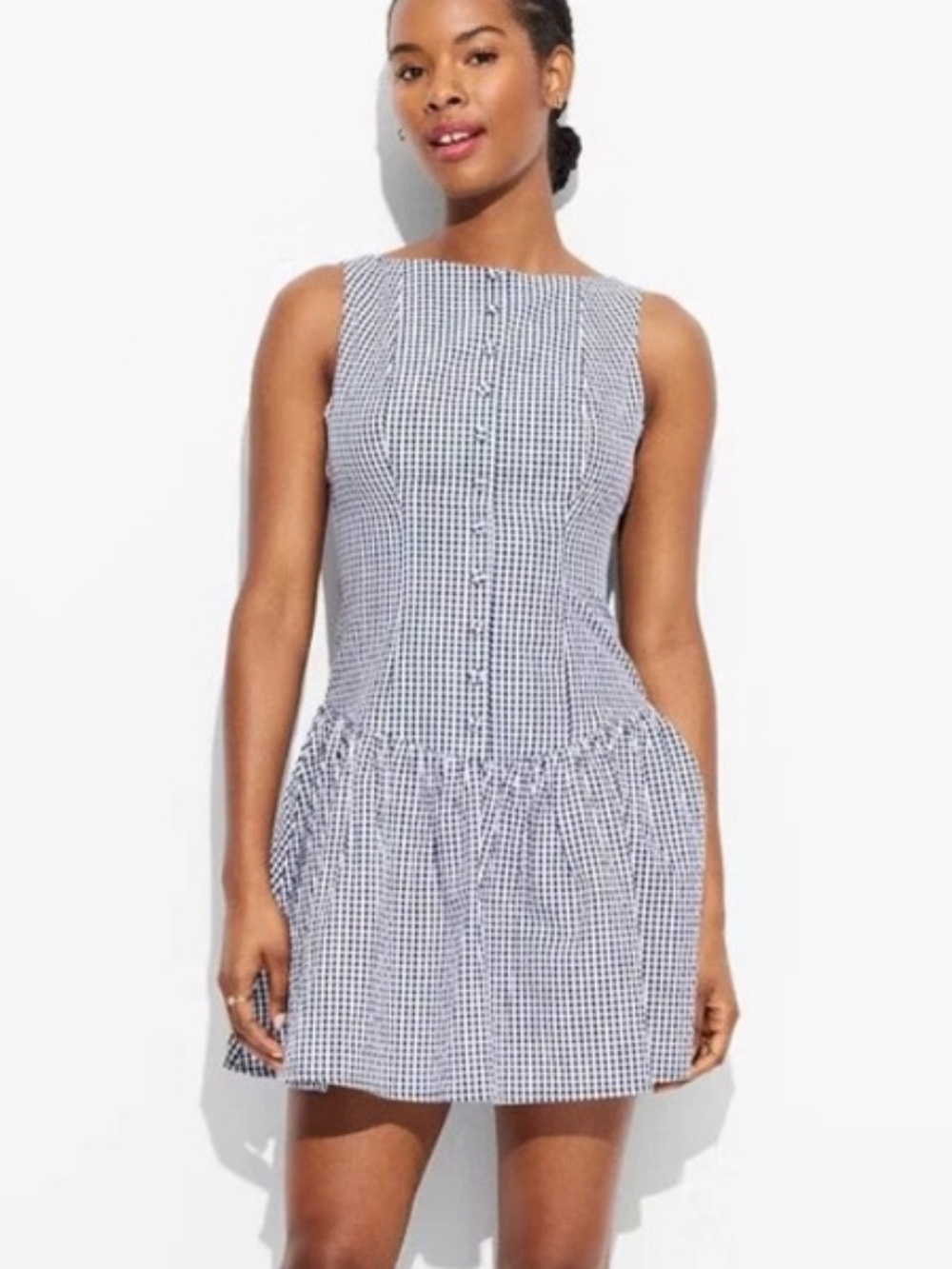 wild fable Blue Gingham Backless Mini Dress